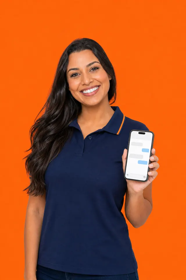 Consultora Benduk com o celular